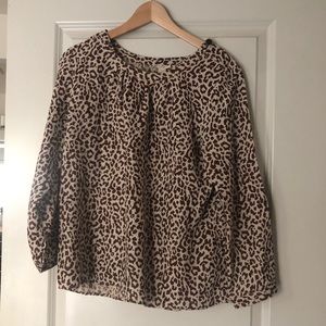J.crew Leopard Print Linen Blouse